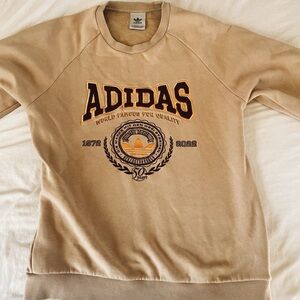 Adidas Beige Crewneck Unisex Sweater
